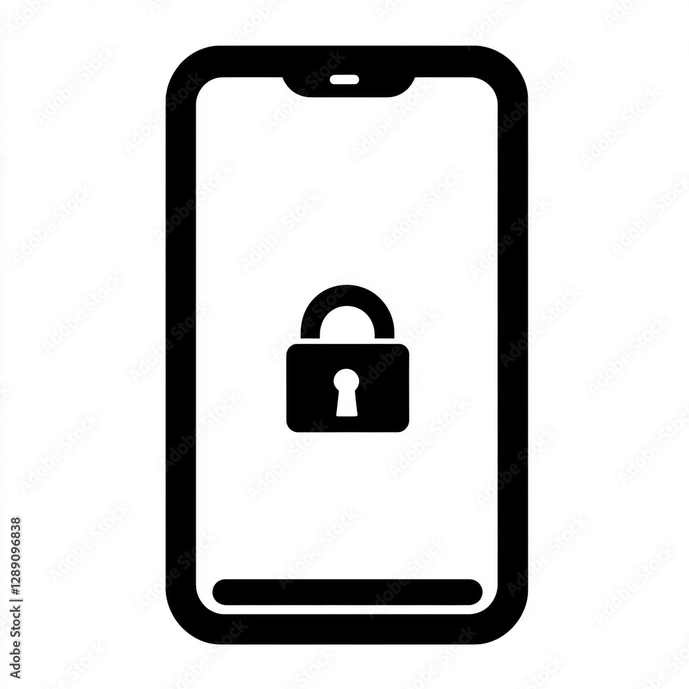 Icon of lock on smart phone screen. Security. Confidential. Protection. Icon of lock on smart phone screen. Security. Confidential. Protection.