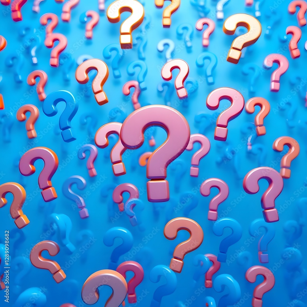 3D Blue Question Marks on a Blue Background 3D Blue Question Marks on a Blue Background