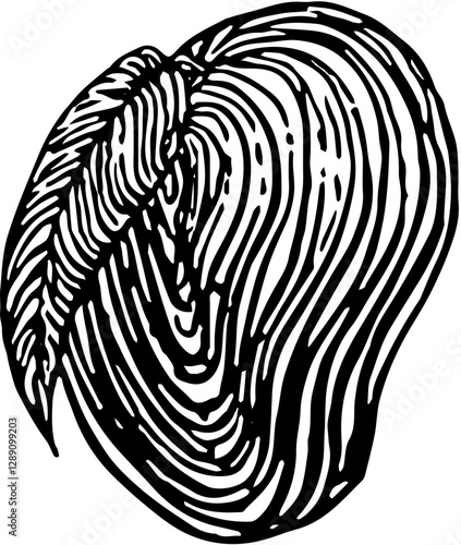 Fruit. Hand drawn vector isolated engraved sketch. Mango
