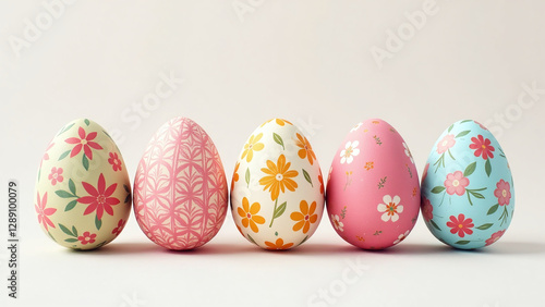 easter eggs covered colorful paper napkin designs unique holiday decoration photo