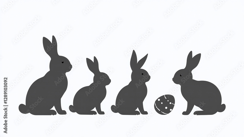 Obraz premium isolated easter bunny silhouettes design purposes white