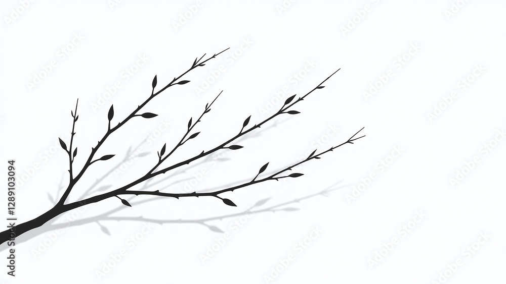 Obraz premium isolated willow twigs white background without shadows created digitally using clip path