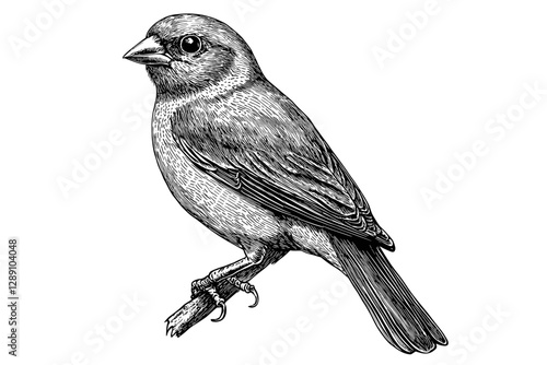 Black sketch effect sparrow illustration, vintage art, aquatic animal, wildlife print design, antique style, rodent, vector, old engraving style, trendy, wildlife decor, nature drawing.