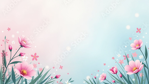 pastel colors create sweet easter card layout design springtime celebrations soft pink blue hues delicate floral photo