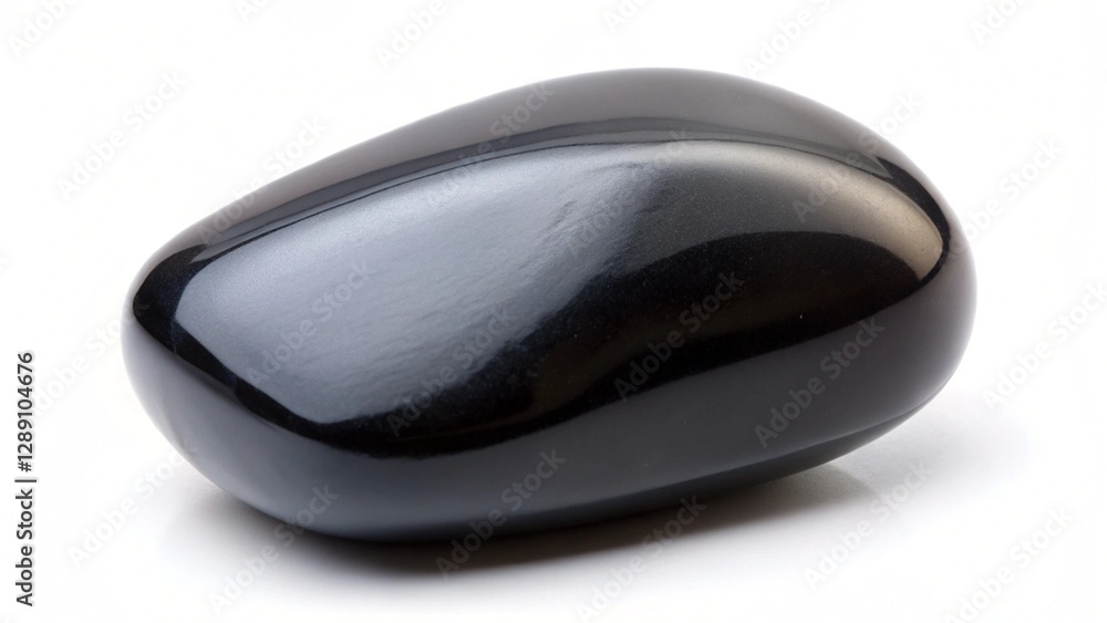Smooth and shiny B lack stone on white Background for creative and Elegant Design purposes Smooth and shiny B lack stone on white Background for creative and Elegant Design purposes
