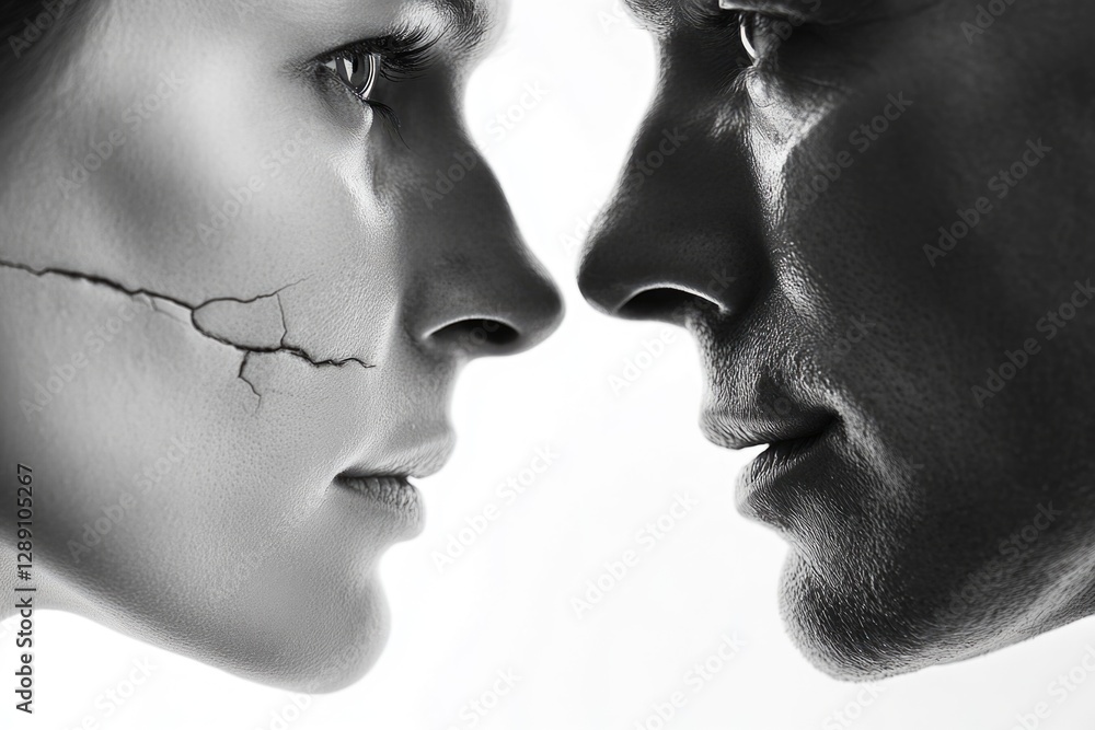 Obraz premium A man and a woman gazing into each other's eyes