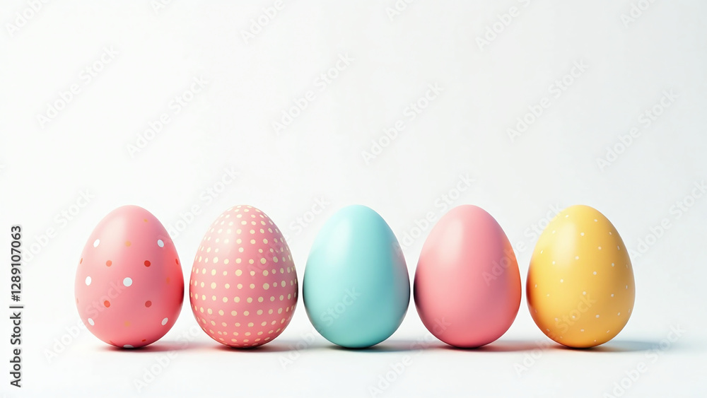 varios colorful easter eggs sit clean white