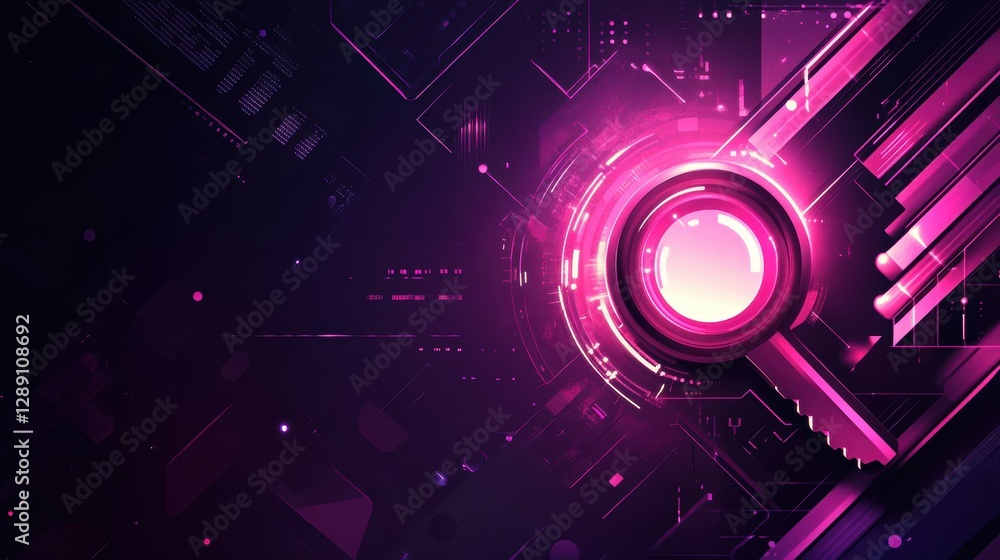 Obraz premium High tech background with a key. Internet security. Cybersecurity.