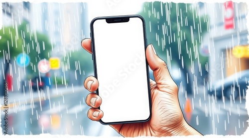 Wallpaper Mural Hand Holding Smartphone with Blank Screen-cartoon Torontodigital.ca