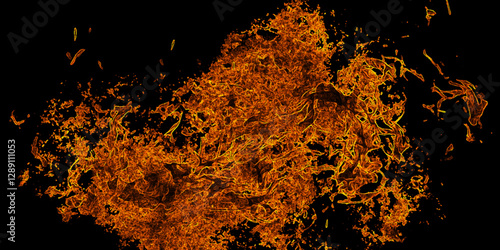 Fire flame burn effect pattern texture. Burning material backdrop burning illustration. flame fire with sparks on black background. flame and smoke. Strange weird odd elemental fiery figures on black 