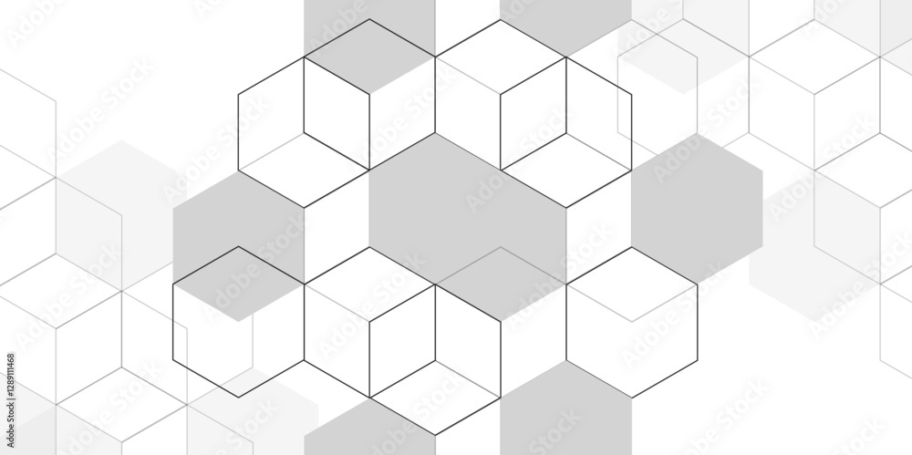 Gray hexagon abstract background geometric pattern. Abstract colorful hexagon concept background. Concept design abstract technology background. Geometrical concept with lines and points. Gray hexagon abstract background geometric pattern. Abstract colorful hexagon concept background. Concept design abstract technology background. Geometrical concept with lines and points.