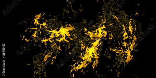 Fire flame burn effect pattern texture. Burning material backdrop burning illustration. flame fire with sparks on black background. flame and smoke. Strange weird odd elemental fiery figures on black 
