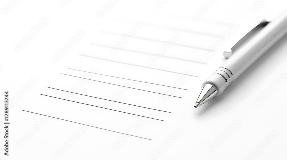 Clean, simple, and minimalistic image of a sleek pen on white paper with subtle lines. The pen suggests writing, planning, or marking notes with style. Clean, simple, and minimalistic image of a sleek pen on white paper with subtle lines. The pen suggests writing, planning, or marking notes with style.
