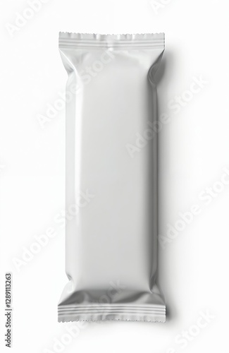 Popsicle mock-up. Clean blank glossy enclosed flow plastic package isolated on white background. Rectangle ice cream wrapper. Product branding template. Design presentation for advertising,