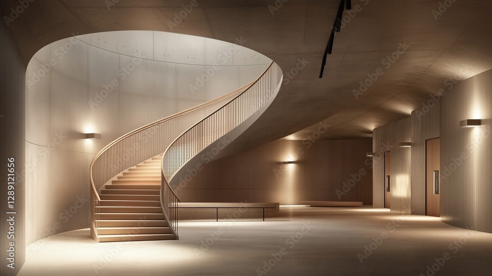 Obraz premium Elegant Curved Staircase in a Contemporary Interior