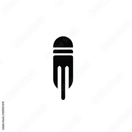 Vector illustration of a pencil, pen, knife, fork, spoon, brush, and other kitchen and work tools in a set of metal and silver objects