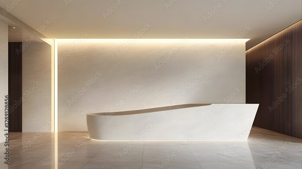 Fototapeta premium Minimalist and Modern Dental Reception Desk in Elegant Commercial Interior