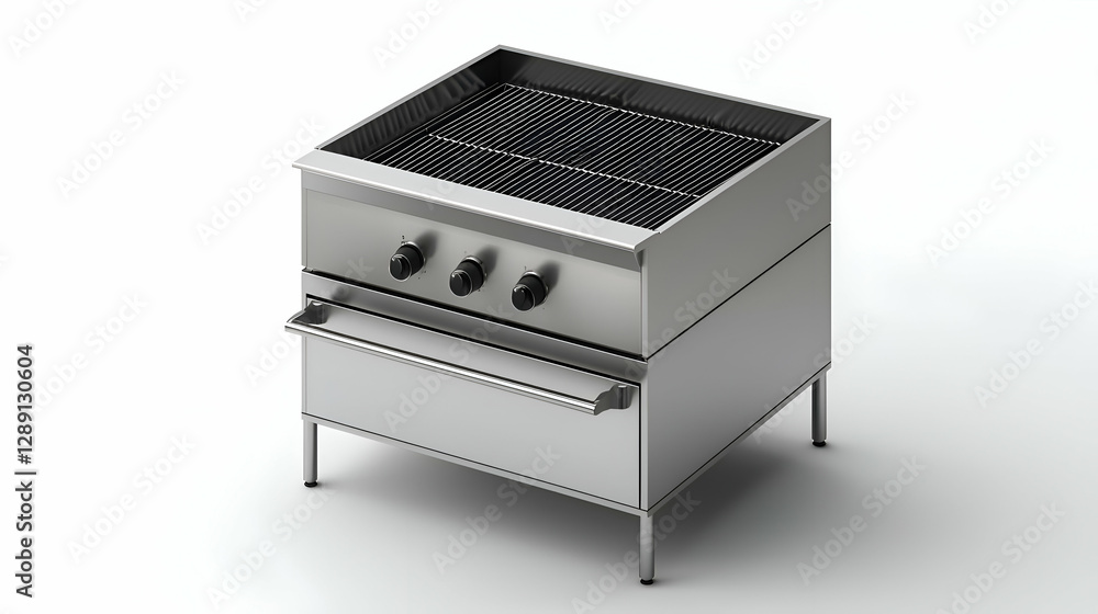 Fototapeta premium Stainless Steel Commercial Grill with Three Knobs
