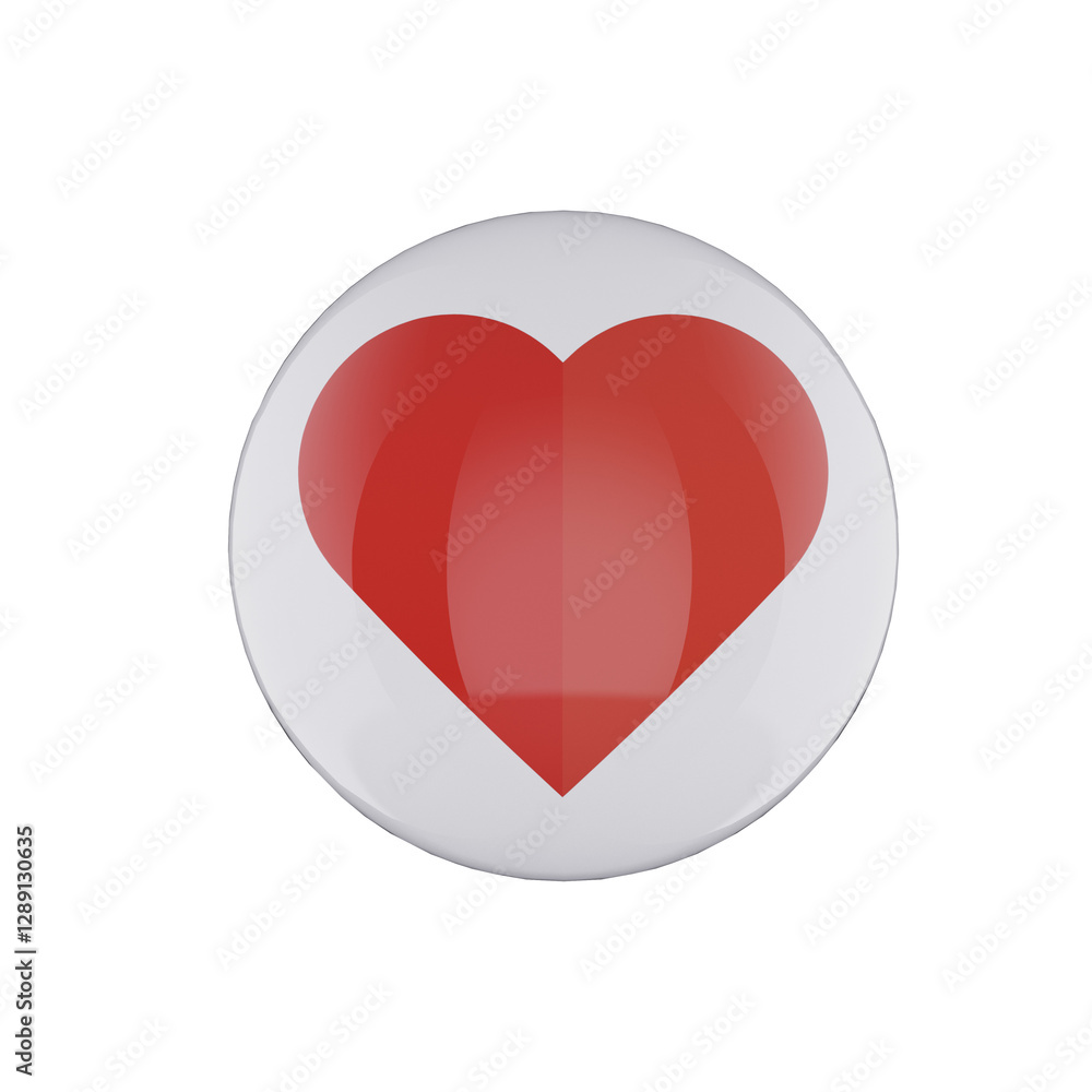red heart glossy rounded button red heart glossy rounded button