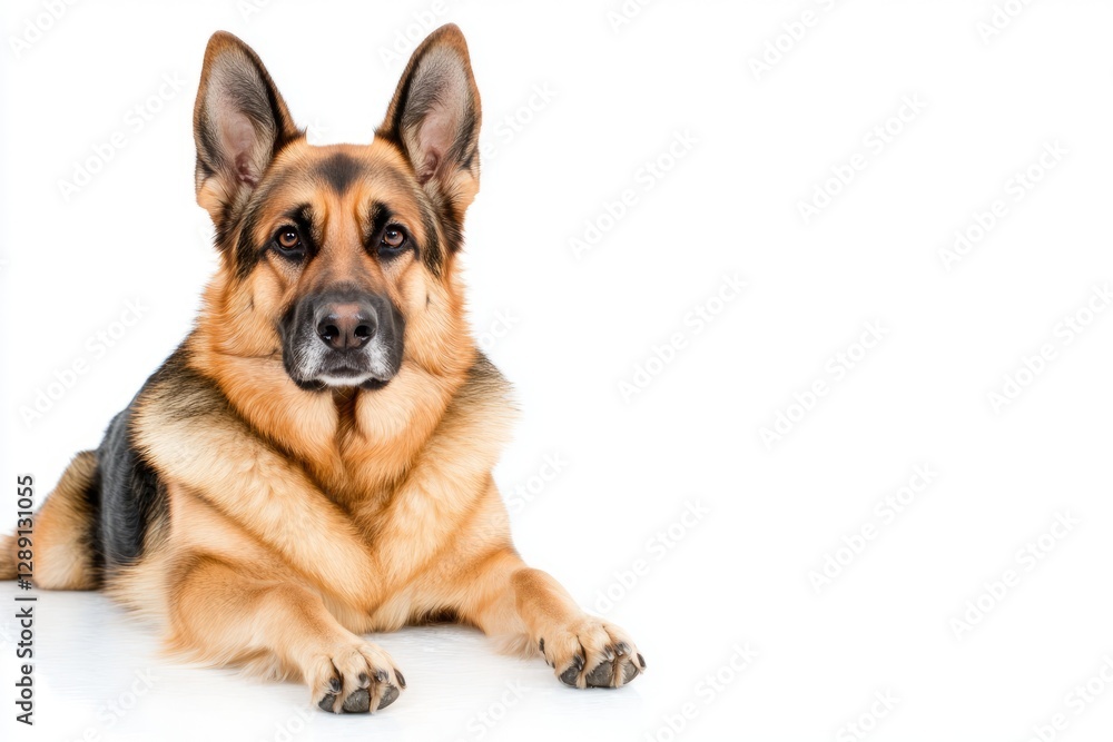 German Shepherd dog on colorful background, showing calm and attentive expressions. German Shepherd dog on colorful background, showing calm and attentive expressions.