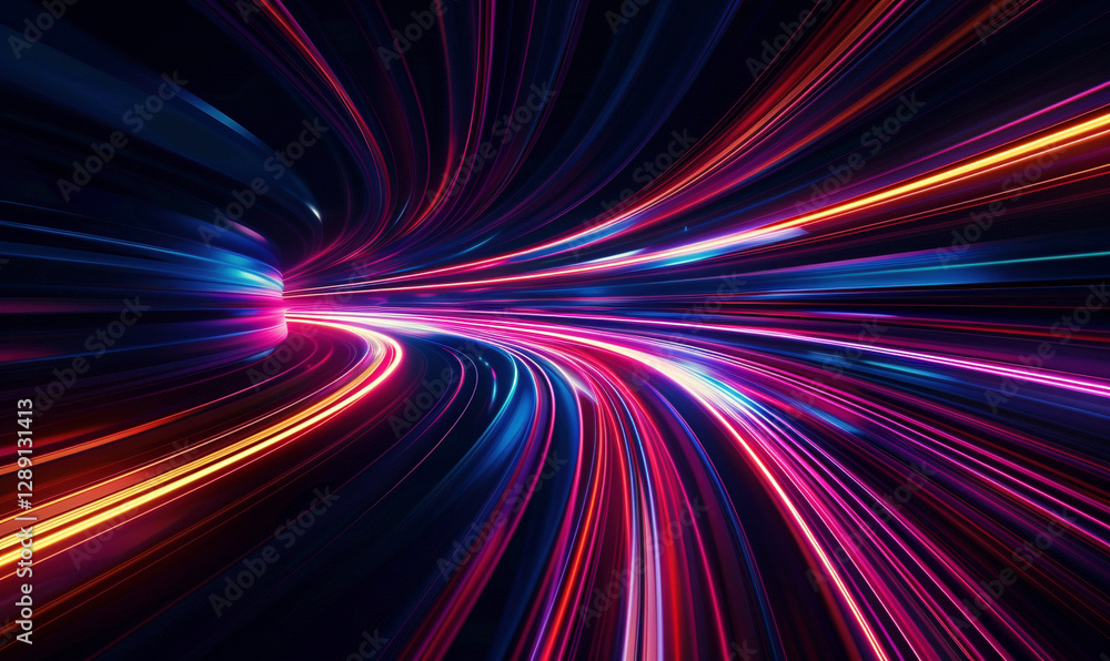 Dynamic Abstract Neon Light Trails Representing Speed and Creativity Dynamic Abstract Neon Light Trails Representing Speed and Creativity