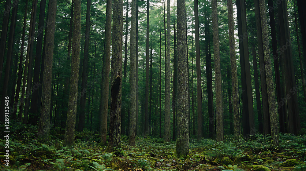 Obraz premium A Mysterious Tower Standing Tall in the Middle of a Dense, Green Forest