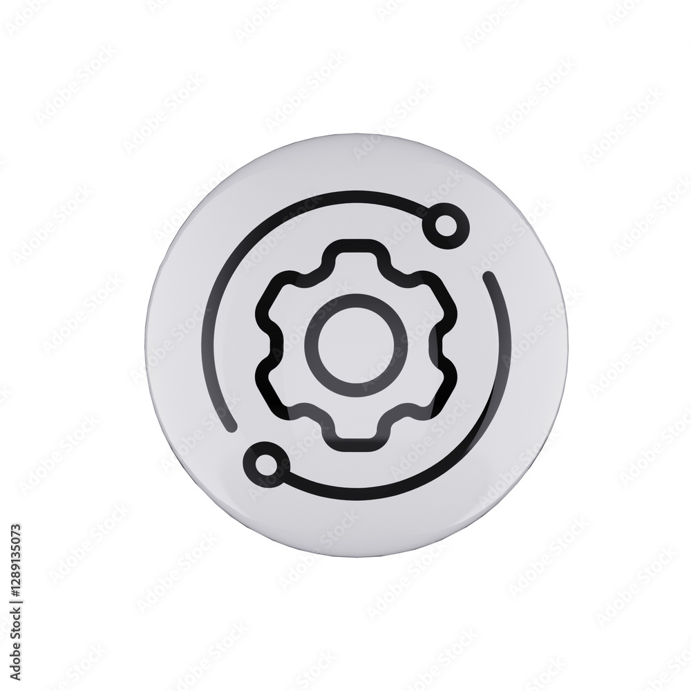 Gear circular black icon ball glossy - 3d transparent background Gear circular black icon ball glossy - 3d transparent background
