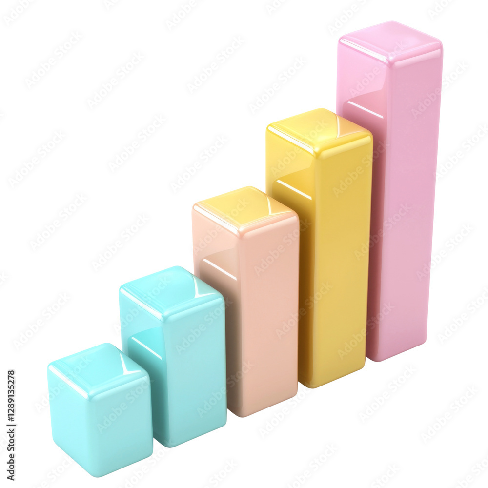 Colorful bar graph representing growth and progress in modern style. bars are arranged in ascending order, showcasing positive trend Colorful bar graph representing growth and progress in modern style. bars are arranged in ascending order, showcasing positive trend