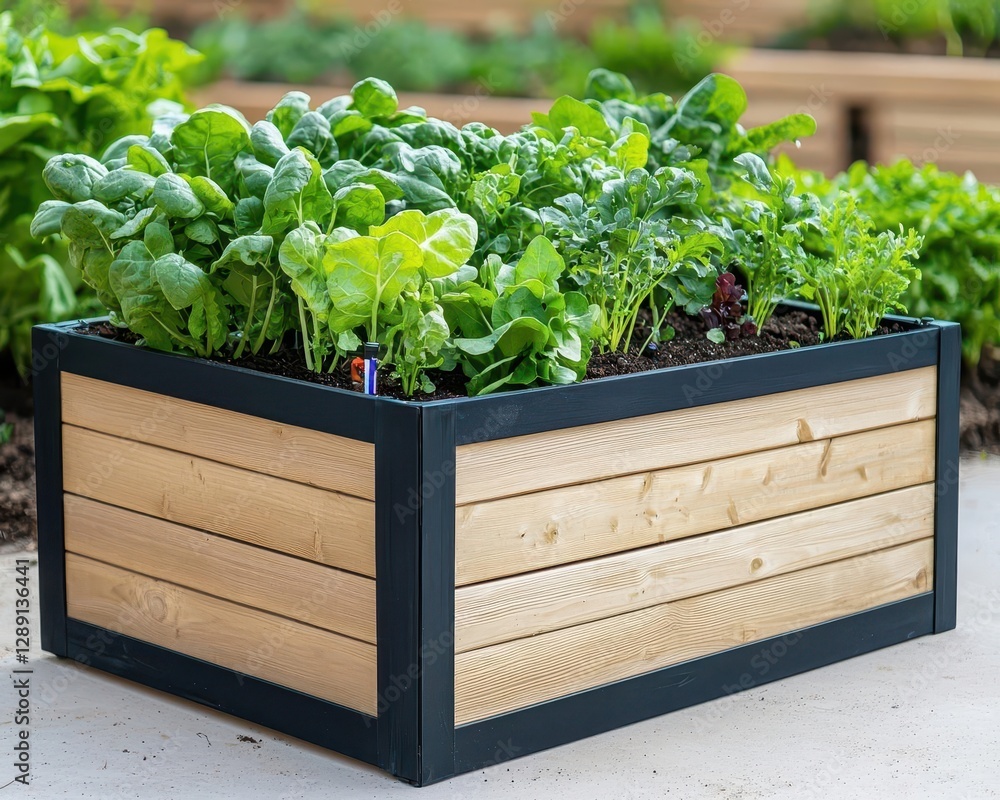 Smart garden bed with builtin sensors monitoring temperature and nutrient levels Smart garden bed with builtin sensors monitoring temperature and nutrient levels