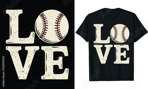 LOVE Baseball Typography T-Shirt Design