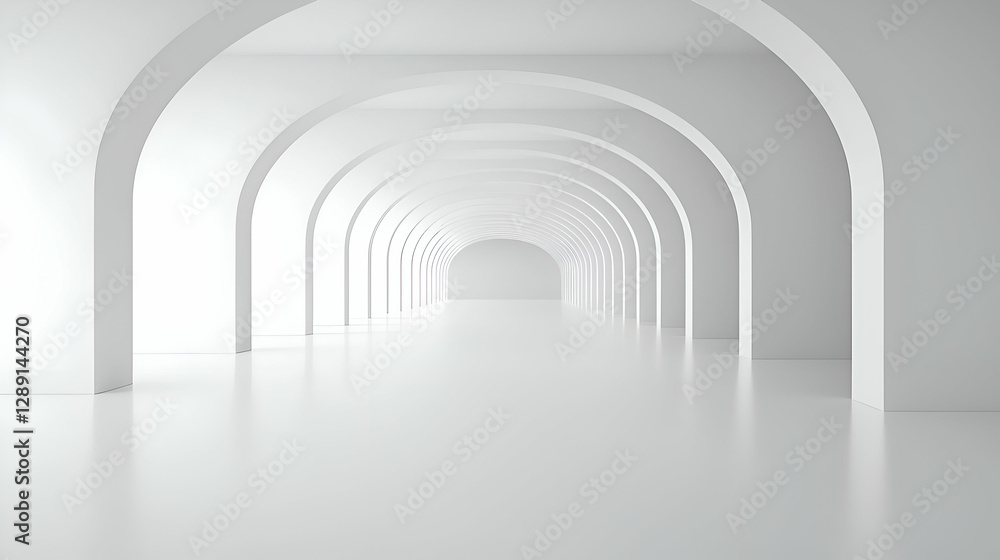 White Architectural Tunnel with Repeating Arches White Architectural Tunnel with Repeating Arches