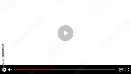 Video player template interface. Video streaming template design.  blank mockup for a video player web UI design. Stock vector suitable for showcasing multimedia player templates on websites.
