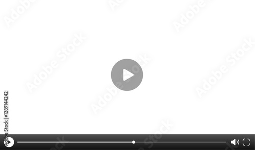 Video player template interface. Video streaming template design.  blank mockup for a video player web UI design. Stock vector suitable for showcasing multimedia player templates on websites.
