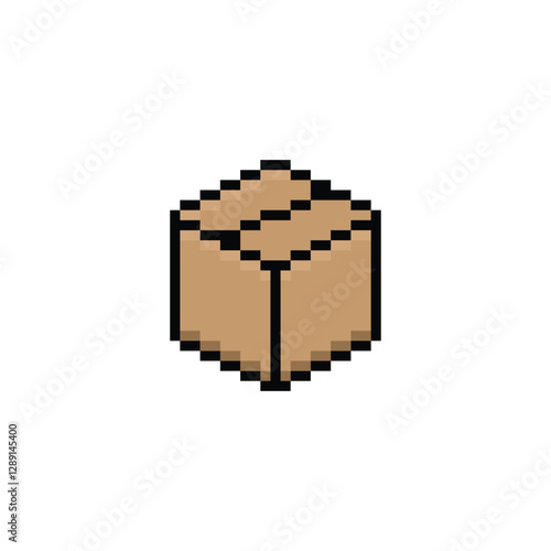 pixel box icon. Vector pixel art box  8 bit for game company logo template 