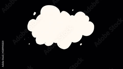 Fight smoke animation on a black screen. Confrontation effect in 4K. White smoke billows with blue lines and yellow stars.