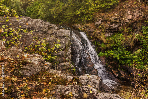 Draganov Vir Waterfall Falling down Rocks in Forest