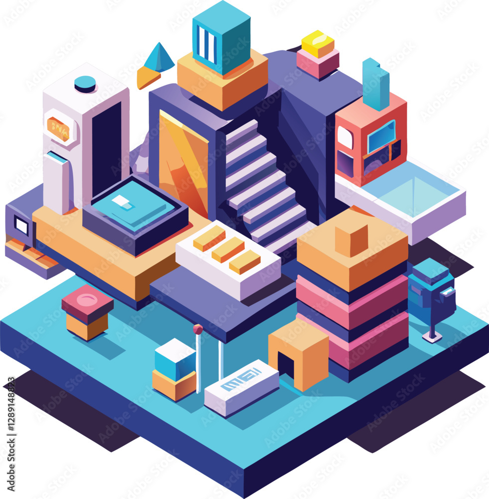 Isometric Vector Illustration – 3D Modern Design for Infographics & Web UI Isometric Vector Illustration – 3D Modern Design for Infographics & Web UI