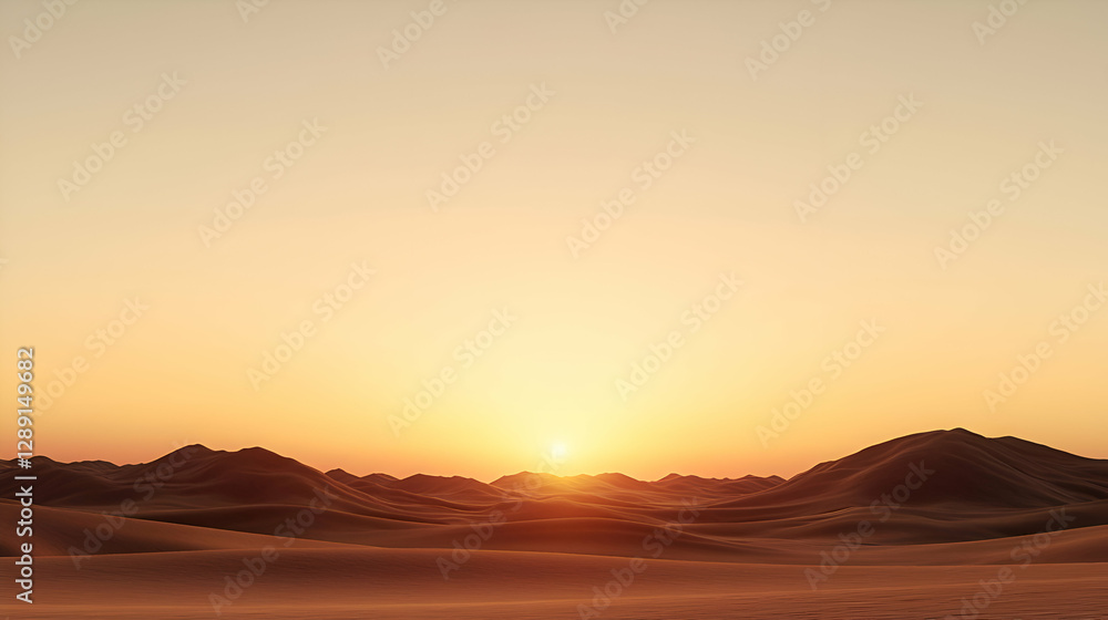 Obraz premium Desert Sunset Landscape with Orange and Yellow Hues