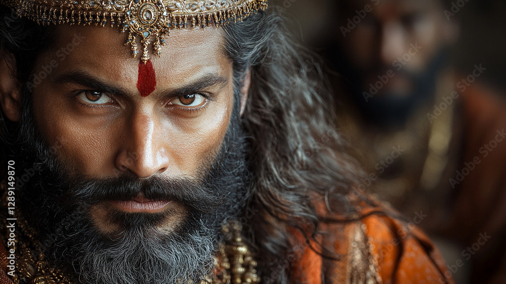 Indian god on the background of combat battles. Indian god on the background of combat battles.