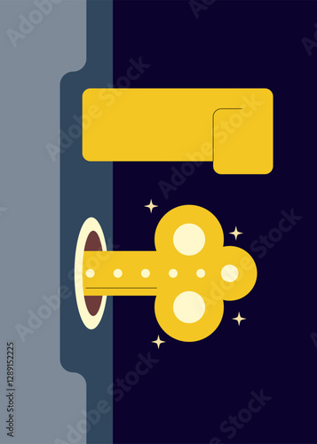 A door handle and gold key