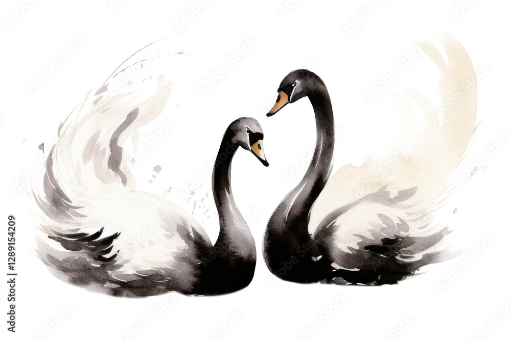 Fototapeta premium PNG Chinese swan painting animal bird.