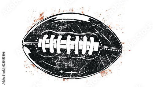 American football retro stencil vector, grunge texture illustration, isolated on transparent background, vintage football emblem, sports logo, old-school athletic badge