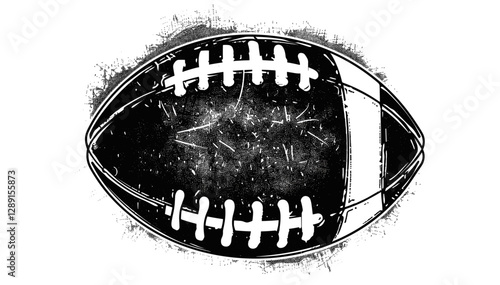 Vector American football stamp, retro stencil illustration with distressed grunge texture, transparent background, vintage sports badge, classic football icon, old-school gridiron logo