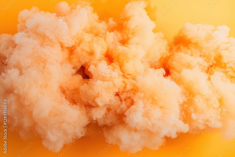 Abstract image of a fluffy, orange cloud-like formation against a pale orange background. The texture is soft and airy, resembling cotton candy or a Abstract image of a fluffy, orange cloud-like formation against a pale orange background. The texture is soft and airy, resembling cotton candy or a