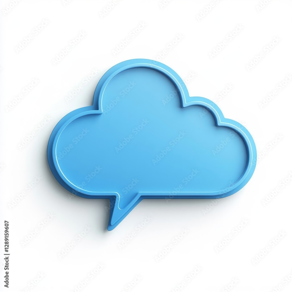cartoon blue dialog cloud isolated on white background