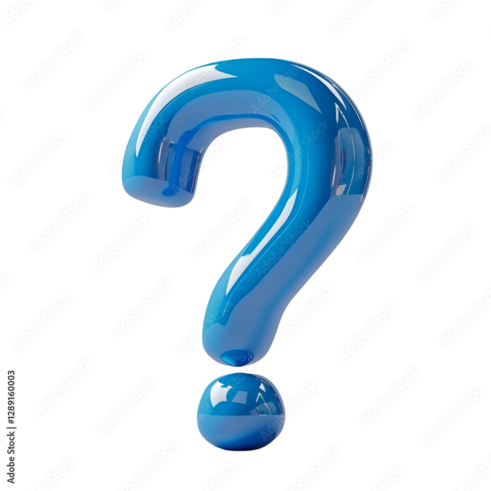 Glossy Blue Question Mark 3D Render Inquiry Symbol Glossy Blue Question Mark 3D Render Inquiry Symbol