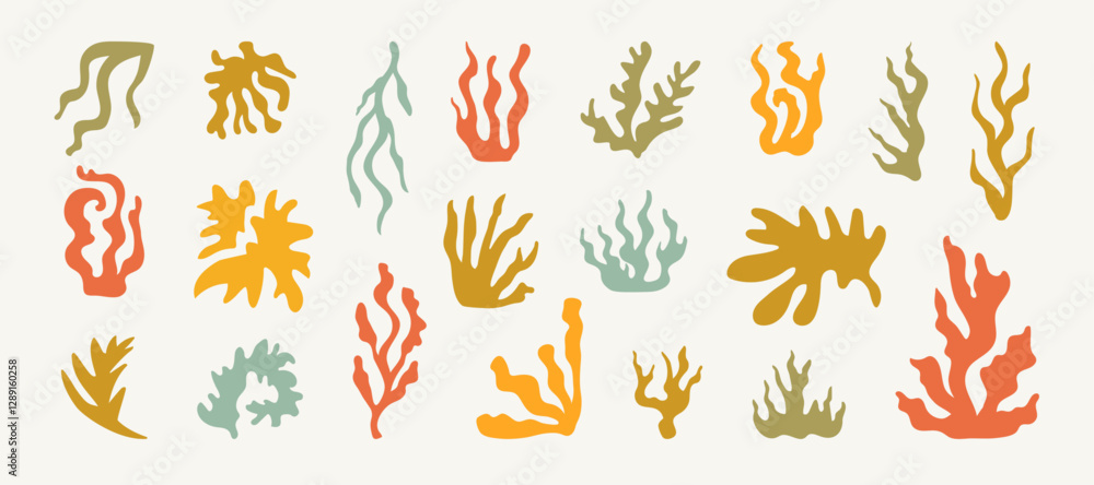 Summer Botanical Set With Abstract Floral Design Natural Elements. Tropical Silhouettes Of Flowers And Plants Collage. Abstract Spring Natural Organic Shapes Leaves Flat Application. Isolated. Summer Botanical Set With Abstract Floral Design Natural Elements. Tropical Silhouettes Of Flowers And Plants Collage. Abstract Spring Natural Organic Shapes Leaves Flat Application. Isolated.