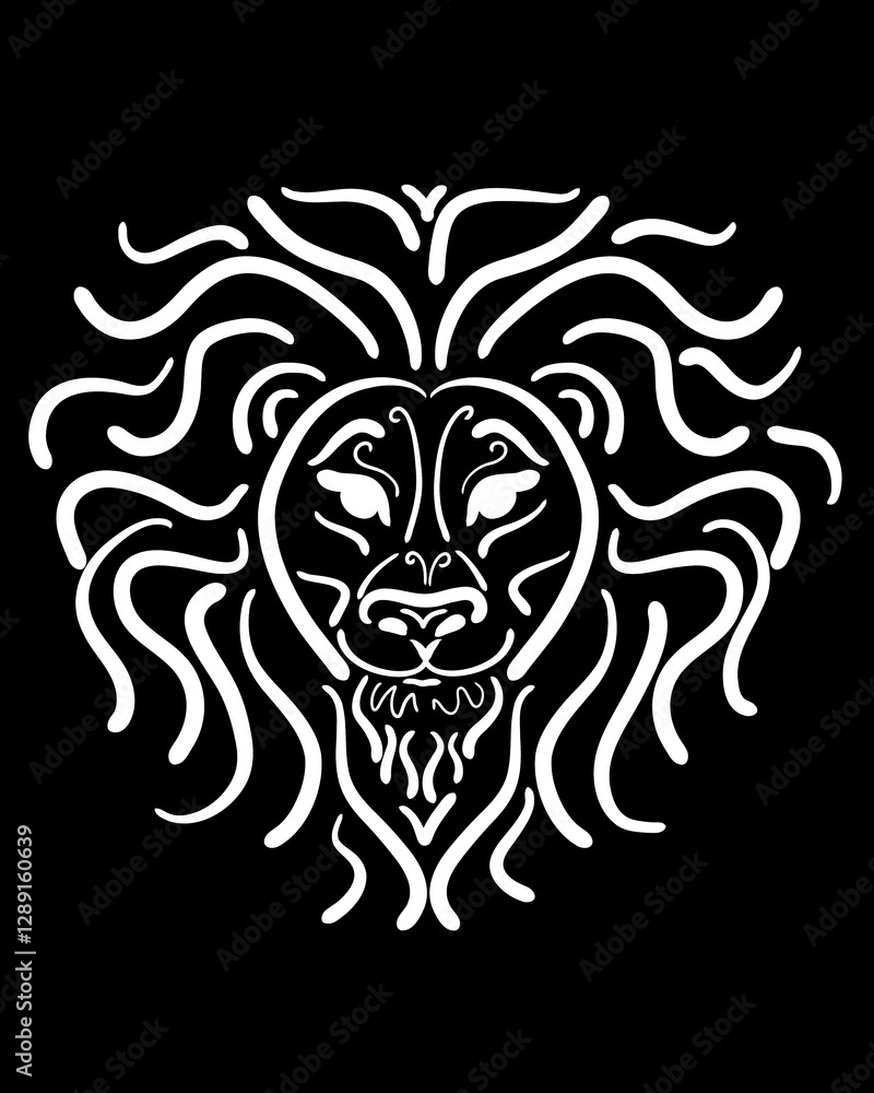 Obraz premium white lion on black background, separate lines