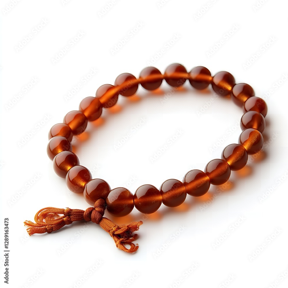 Elegant Brown Beaded Bracelet with Tassel Detail Perfect for Meditation or Yoga