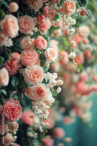 Floral gradient display celebrating spring and International Women's Day on March 8